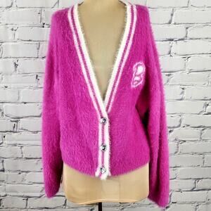 Barbie Varsity Cardigan Sweater
Super Soft Eyelash - WOMENS XL Barbiecore